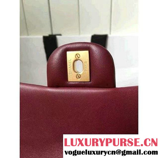 Chanel Small Stitches Lambskin Top Handle Bag Burgundy France 2016 (KN-6090911 )
