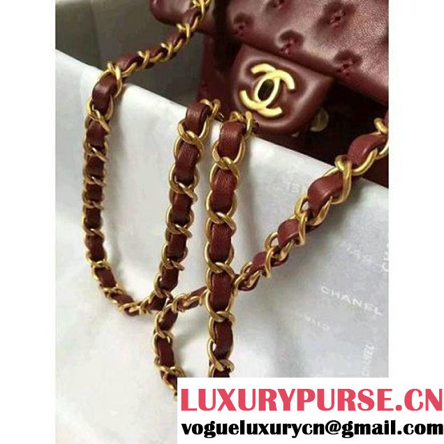 Chanel Small Stitches Lambskin Top Handle Bag Burgundy France 2016 (KN-6090911 )
