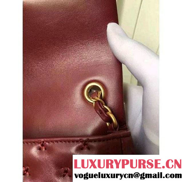Chanel Small Stitches Lambskin Top Handle Bag Burgundy France 2016 (KN-6090911 )