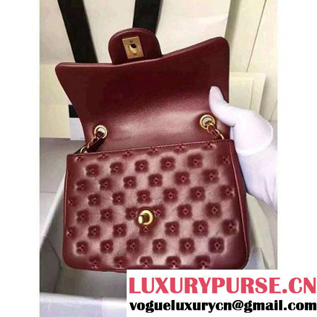 Chanel Small Stitches Lambskin Top Handle Bag Burgundy France 2016 (KN-6090911 )