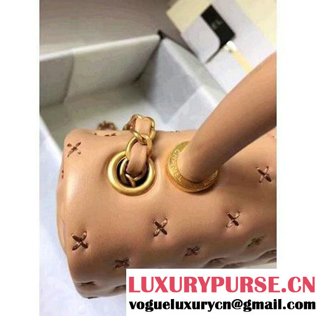 Chanel Small Stitches Lambskin Top Handle Bag Beige France 2016 (KN-6090912 )