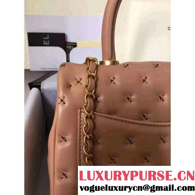 Chanel Small Stitches Lambskin Top Handle Bag Beige France 2016 (KN-6090912 )