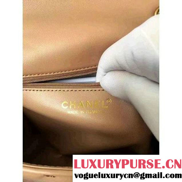Chanel Small Stitches Lambskin Top Handle Bag Beige France 2016 (KN-6090912 )
