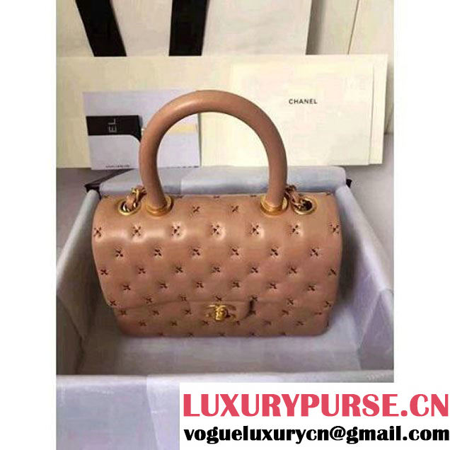 Chanel Small Stitches Lambskin Top Handle Bag Beige France 2016 (KN-6090912 )
