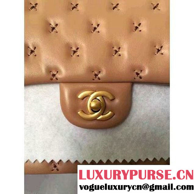 Chanel Small Stitches Lambskin Top Handle Bag Beige France 2016 (KN-6090912 )