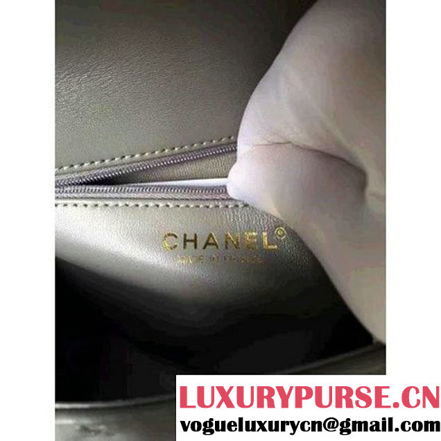 Chanel Small Stitches Lambskin Top Handle Bag Gray France 2016 (KN-6090913 )