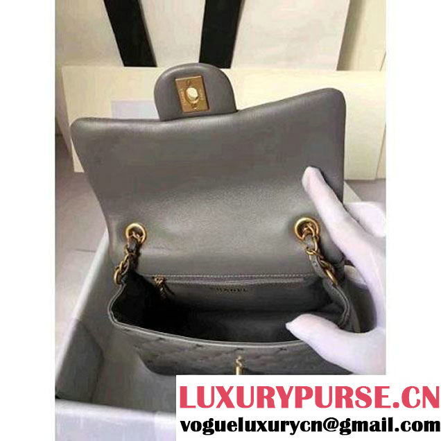 Chanel Small Stitches Lambskin Top Handle Bag Gray France 2016 (KN-6090913 )
