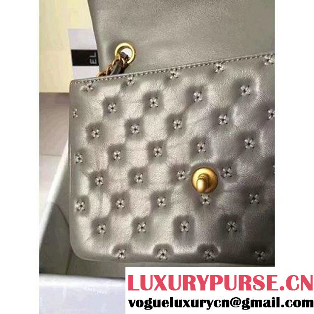 Chanel Small Stitches Lambskin Top Handle Bag Gray France 2016 (KN-6090913 )