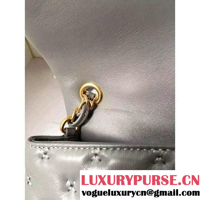 Chanel Small Stitches Lambskin Top Handle Bag Gray France 2016 (KN-6090913 )