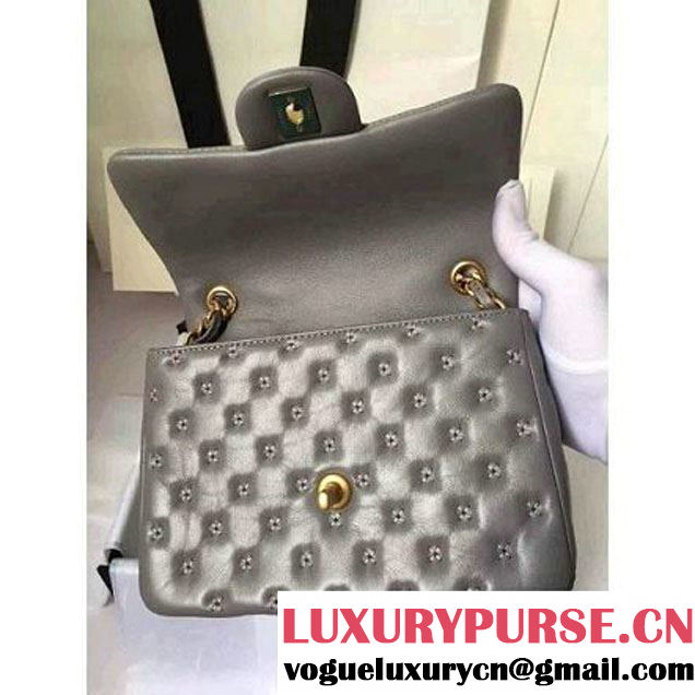 Chanel Small Stitches Lambskin Top Handle Bag Gray France 2016 (KN-6090913 )