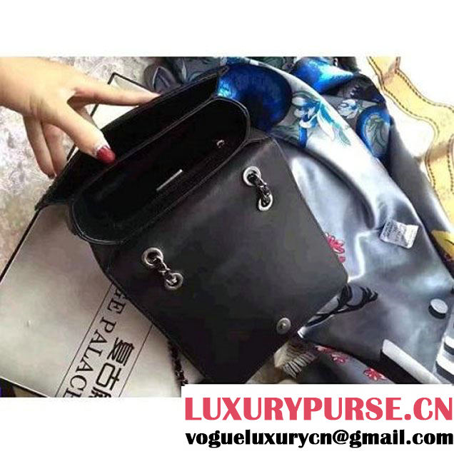 Chanel Small Python, Calfskin & Ruthenium Metal Bronze Flap Bag Black F/W 2016 (YUN-6090919 )