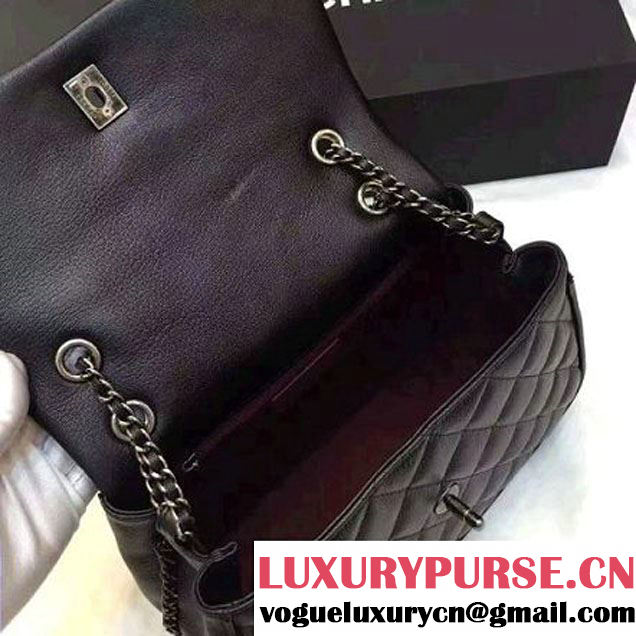 Chanel Quilted Calfskin/Ruthenium Metal Mini Flap Bag A98549 Black 2016 (KS-6090922 )