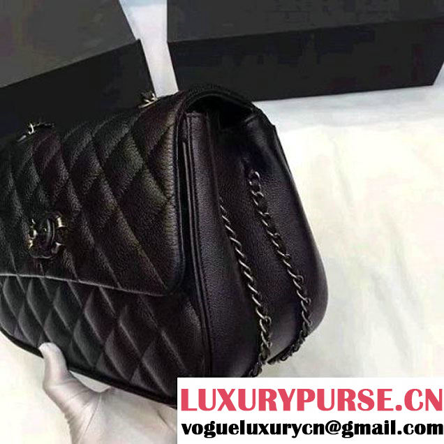 Chanel Quilted Calfskin/Ruthenium Metal Mini Flap Bag A98549 Black 2016 (KS-6090922 )