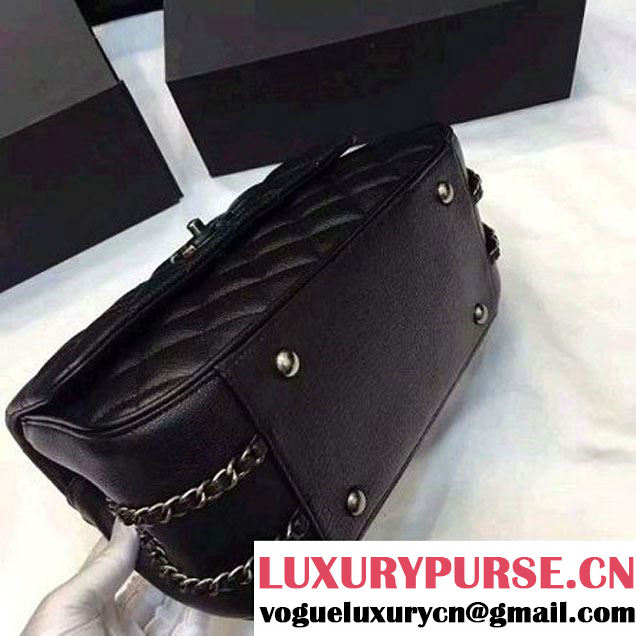 Chanel Quilted Calfskin/Ruthenium Metal Mini Flap Bag A98549 Black 2016 (KS-6090922 )