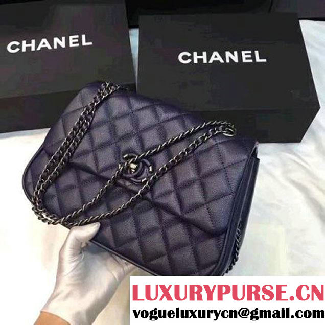 Chanel Quilted Calfskin/Ruthenium Metal Mini Flap Bag A98549 Blue 2016 (KS-6090923 )