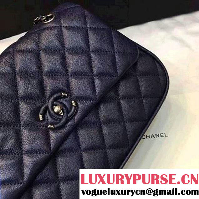 Chanel Quilted Calfskin/Ruthenium Metal Mini Flap Bag A98549 Blue 2016 (KS-6090923 )