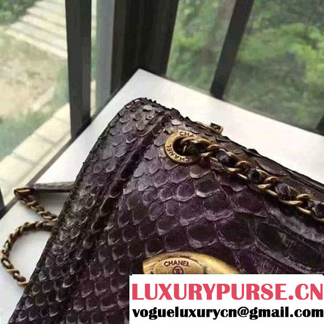 Chanel Small Python, Calfskin & Gold Metal Bronze Flap Bag Black/White F/W 2016 (YUN-6091807 )