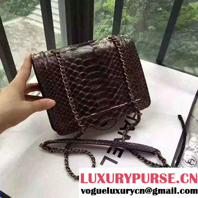 Chanel Small Python, Calfskin & Gold Metal Bronze Flap Bag Black/White F/W 2016 (YUN-6091807 )