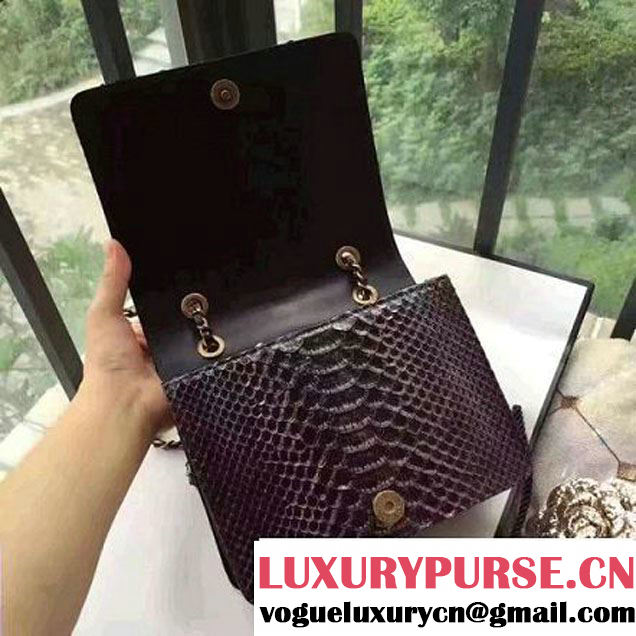 Chanel Small Python, Calfskin & Gold Metal Bronze Flap Bag Black/White F/W 2016 (YUN-6091807 )