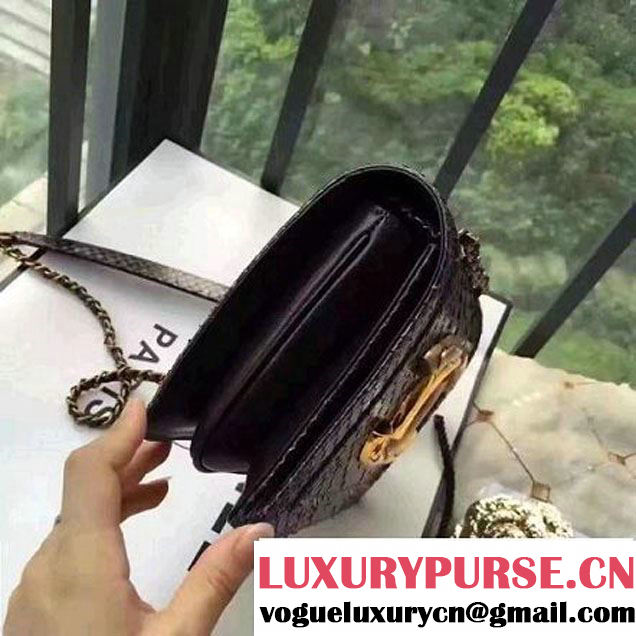 Chanel Small Python, Calfskin & Gold Metal Bronze Flap Bag Black/White F/W 2016 (YUN-6091807 )