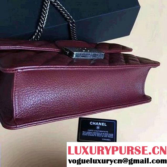 Chanel CC University Deerskin Top Handle Medium Flap Bag A93537 Burgundy 2016 (2a058-6091917 )