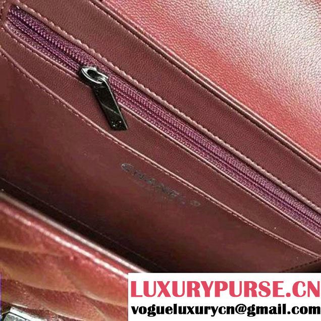 Chanel CC University Deerskin Top Handle Medium Flap Bag A93537 Burgundy 2016 (2a058-6091917 )