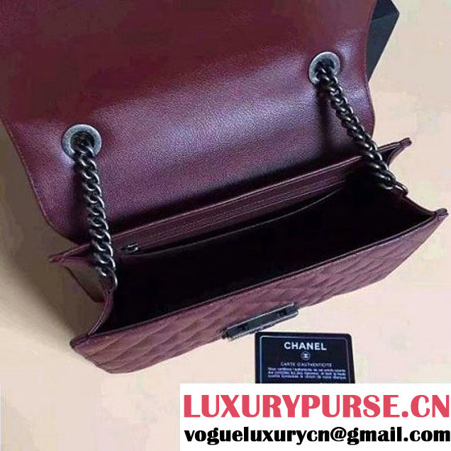 Chanel CC University Deerskin Top Handle Medium Flap Bag A93537 Burgundy 2016 (2a058-6091917 )