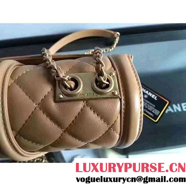 Chanel Quilted/Light Gold Metal Calfskin Small Elegant CC Flap Bag A91365 Apricot 2016 (1A145-6091920 )