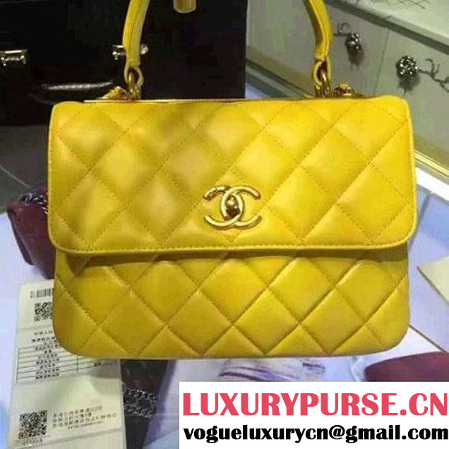 Chanel Lambskin Trendy CC Small Flap Bag With Top Handle A92236 Yellow F/W 2016 (2A058-6092001 )