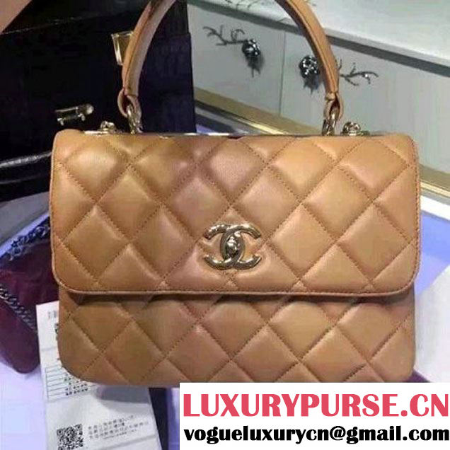Chanel Lambskin Trendy CC Small Flap Bag With Top Handle A92236 Apricot F/W 2016 (2A058-6092002 )