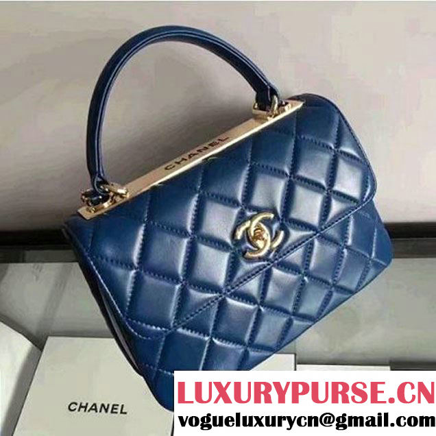 Chanel Lambskin Trendy CC Small Flap Bag With Top Handle A92236 Blue F/W 2016 (2A058-6092003 )
