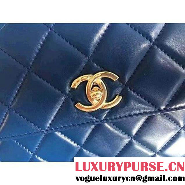 Chanel Lambskin Trendy CC Small Flap Bag With Top Handle A92236 Blue F/W 2016 (2A058-6092003 )