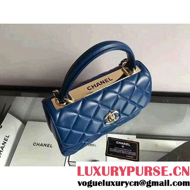 Chanel Lambskin Trendy CC Small Flap Bag With Top Handle A92236 Blue F/W 2016 (2A058-6092003 )