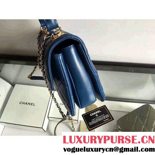 Chanel Lambskin Trendy CC Small Flap Bag With Top Handle A92236 Blue F/W 2016 (2A058-6092003 )
