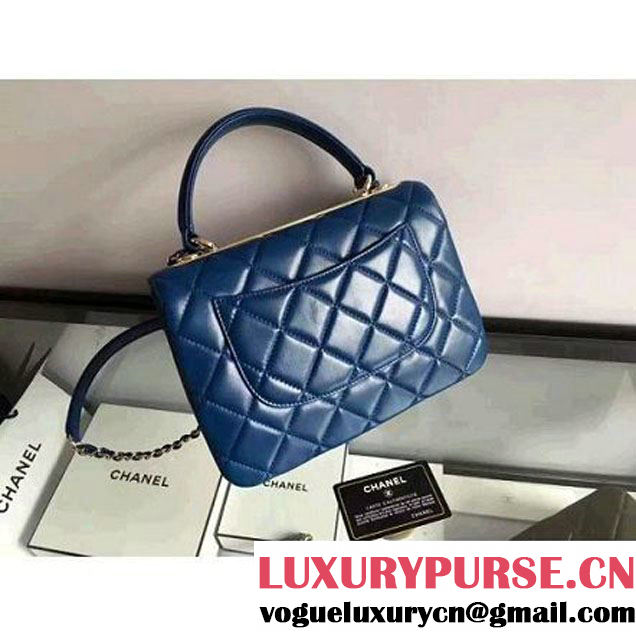 Chanel Lambskin Trendy CC Small Flap Bag With Top Handle A92236 Blue F/W 2016 (2A058-6092003 )
