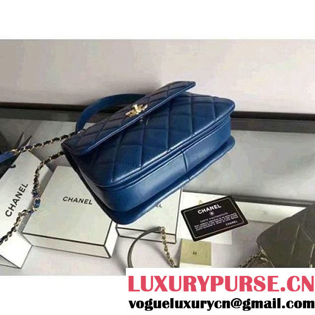 Chanel Lambskin Trendy CC Small Flap Bag With Top Handle A92236 Blue F/W 2016 (2A058-6092003 )