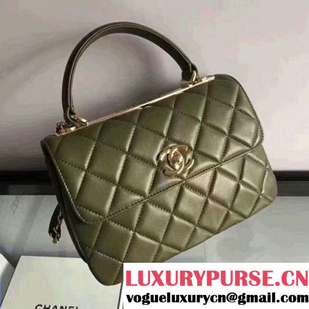 Chanel Lambskin Trendy CC Small Flap Bag With Top Handle A92236 Army Green F/W 2016 (2A058-6092004 )