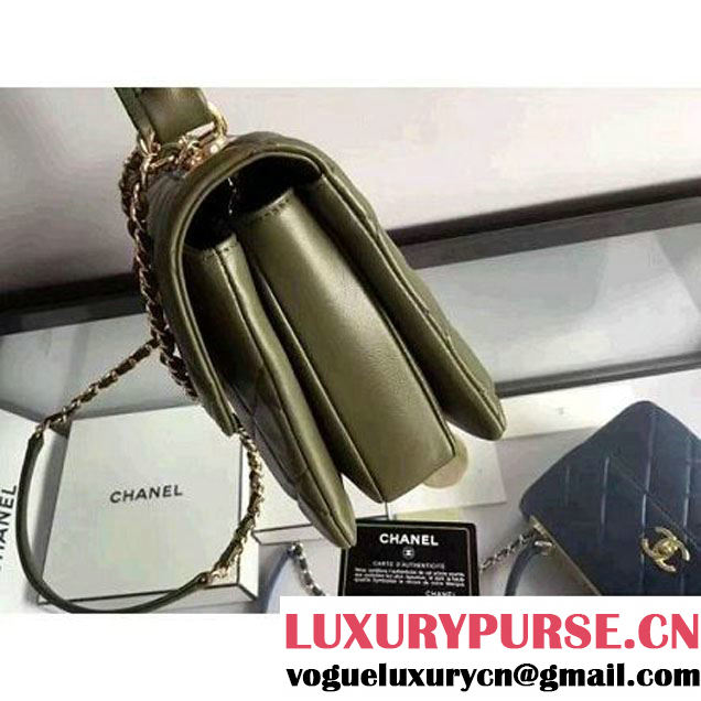 Chanel Lambskin Trendy CC Small Flap Bag With Top Handle A92236 Army Green F/W 2016 (2A058-6092004 )