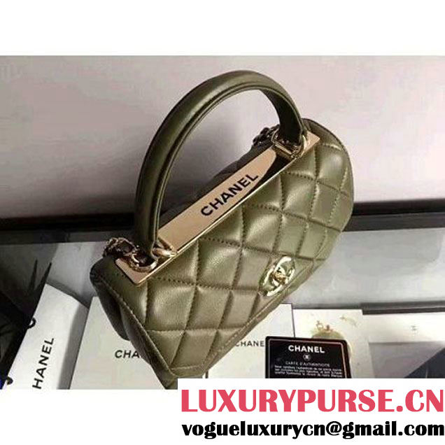 Chanel Lambskin Trendy CC Small Flap Bag With Top Handle A92236 Army Green F/W 2016 (2A058-6092004 )