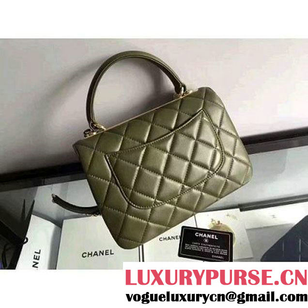 Chanel Lambskin Trendy CC Small Flap Bag With Top Handle A92236 Army Green F/W 2016 (2A058-6092004 )