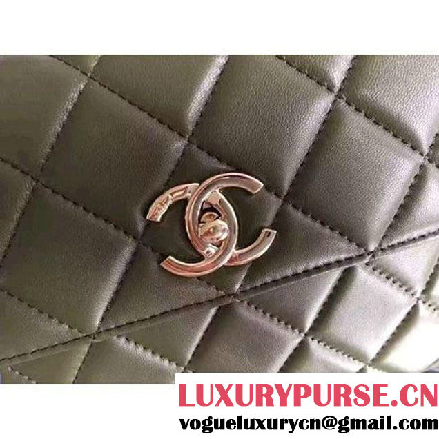 Chanel Lambskin Trendy CC Small Flap Bag With Top Handle A92236 Army Green F/W 2016 (2A058-6092004 )