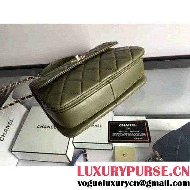 Chanel Lambskin Trendy CC Small Flap Bag With Top Handle A92236 Army Green F/W 2016 (2A058-6092004 )