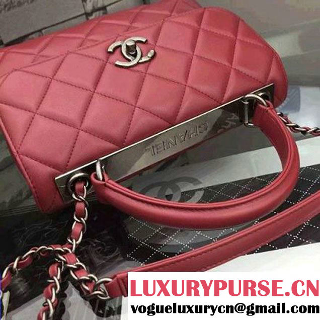 Chanel Lambskin Trendy CC Small Flap Bag With Top Handle A92236 Red F/W 2016 (Silver Metal) (2A058-6092006 )