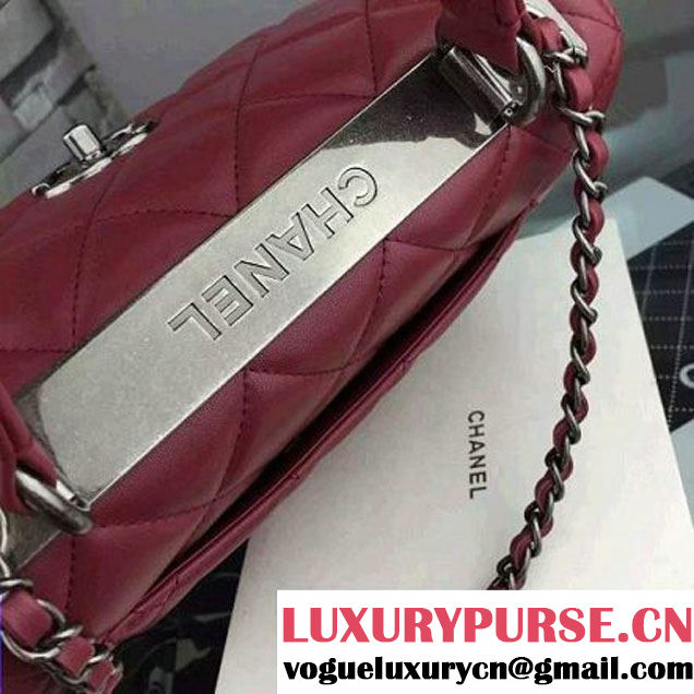 Chanel Lambskin Trendy CC Small Flap Bag With Top Handle A92236 Red F/W 2016 (Silver Metal) (2A058-6092006 )