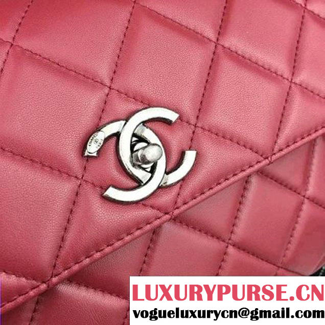 Chanel Lambskin Trendy CC Small Flap Bag With Top Handle A92236 Red F/W 2016 (Silver Metal) (2A058-6092006 )
