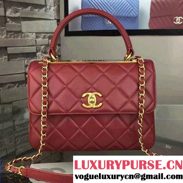 Chanel Lambskin Trendy CC Small Flap Bag With Top Handle A92236 Red F/W 2016 (Gold Metal) (2A058-6092007 )