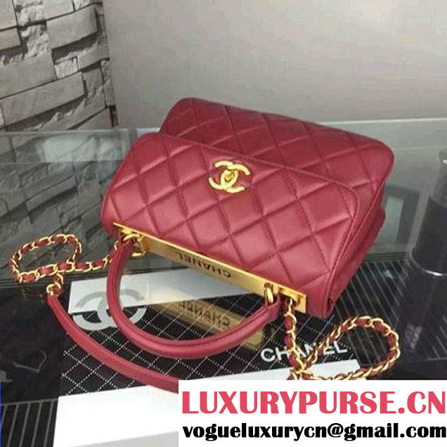 Chanel Lambskin Trendy CC Small Flap Bag With Top Handle A92236 Red F/W 2016 (Gold Metal) (2A058-6092007 )