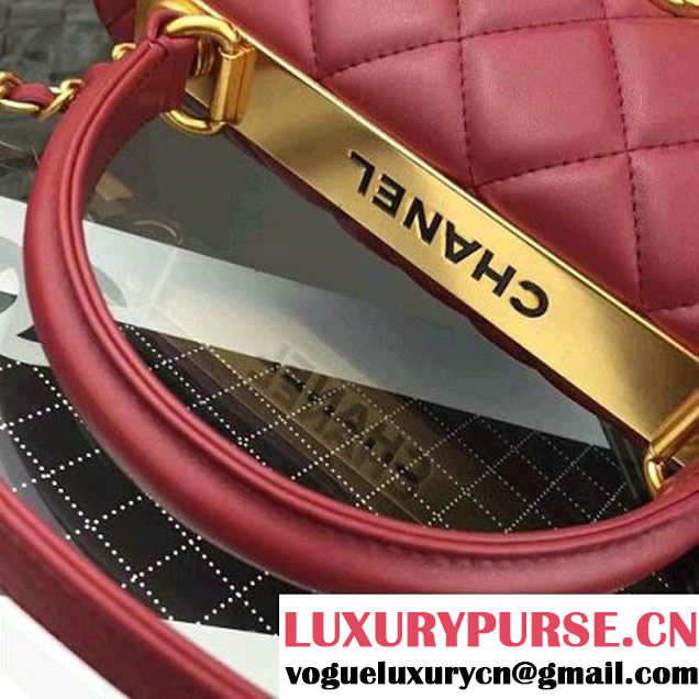 Chanel Lambskin Trendy CC Small Flap Bag With Top Handle A92236 Red F/W 2016 (Gold Metal) (2A058-6092007 )