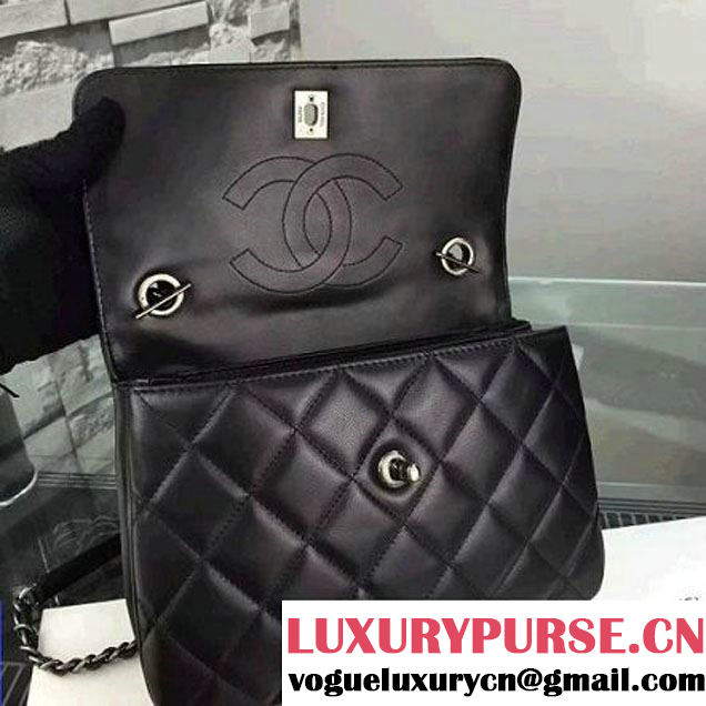 Chanel Lambskin Trendy CC Small Flap Bag With Top Handle A92236 Black F/W 2016 (Silver Metal) (2A058-6092008 )