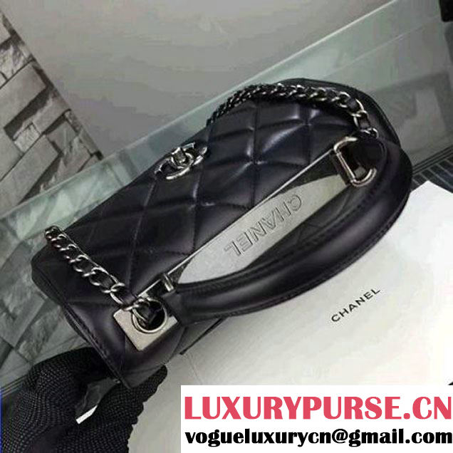 Chanel Lambskin Trendy CC Small Flap Bag With Top Handle A92236 Black F/W 2016 (Silver Metal) (2A058-6092008 )